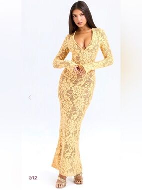 House of CB | Dresses | Nwot House Of Cb Seren Pistachio Floral Lace Back  Maxi Dress | Poshmark